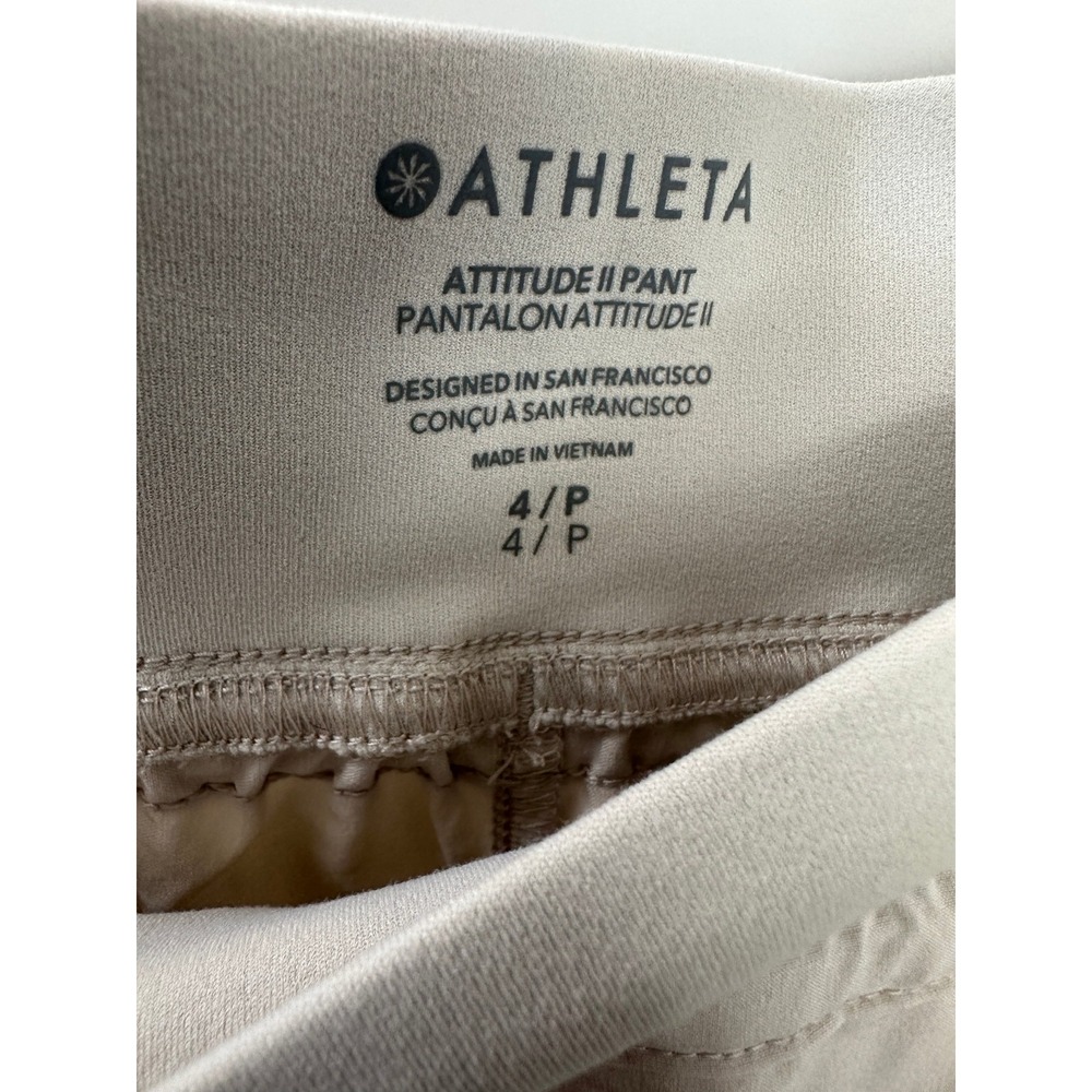 NWT Athleta Attitude II Pants Ruched Mid Rise Jogger Womens Size 4 / P Beige Tan - Picture 6 of 13